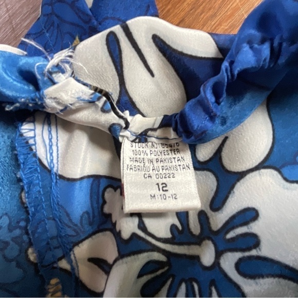 Hawaiian 3 Piece Set Pants Bra Top Floral Wrap Blue White‎ Size 12 Vintage - Picture 8 of 13